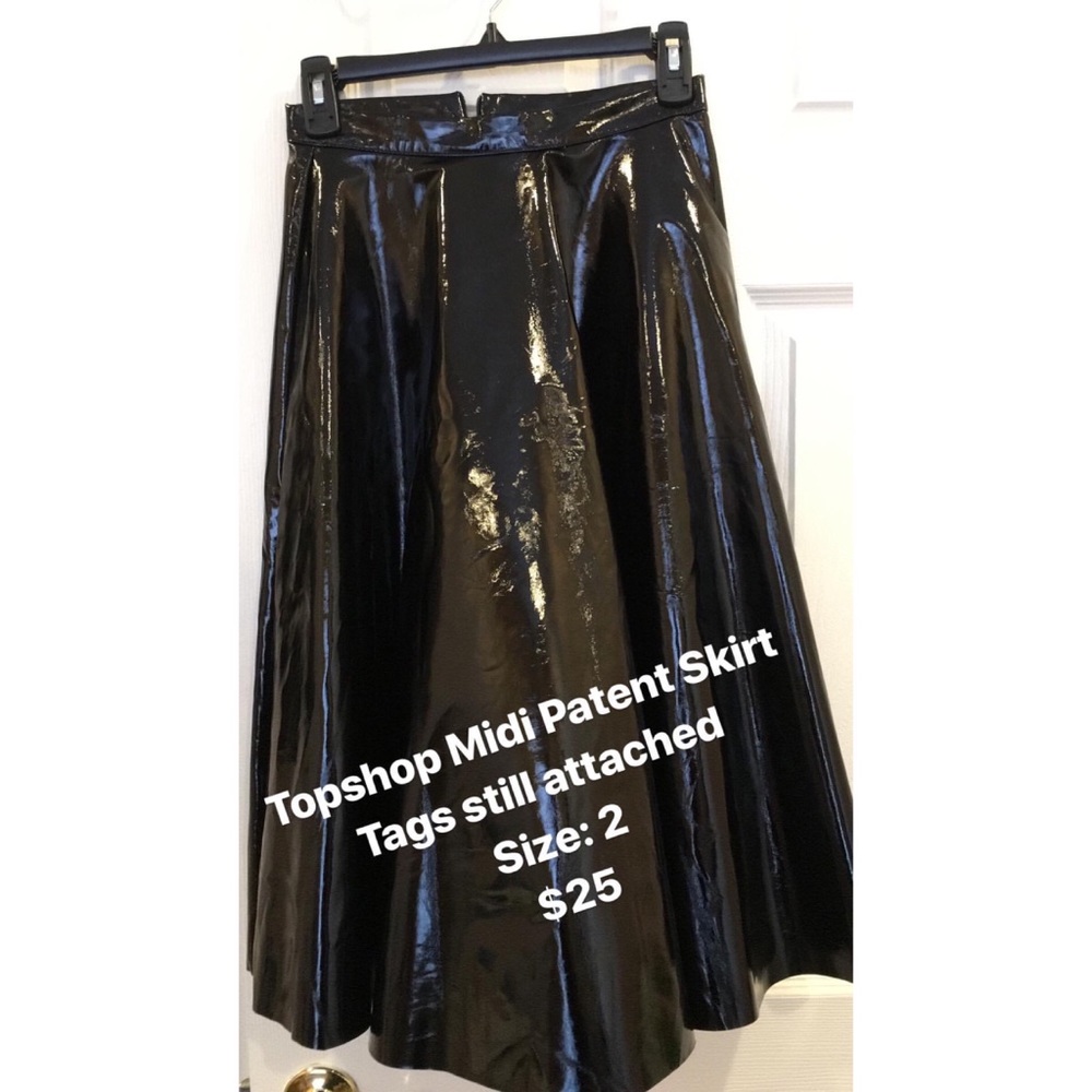 TOPSHOP Patent Midi Skirt